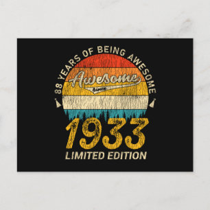 Carte Postale anniversaire de 88 ans 1933 stupéfiant depuis 88e
