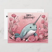 Carte Postale Anniversaire de bébé narval (Devant / Derrière)