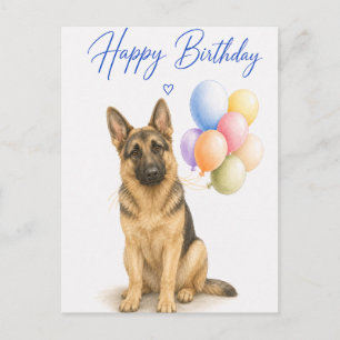 Carte Postale Anniversaire de Berger Allemand