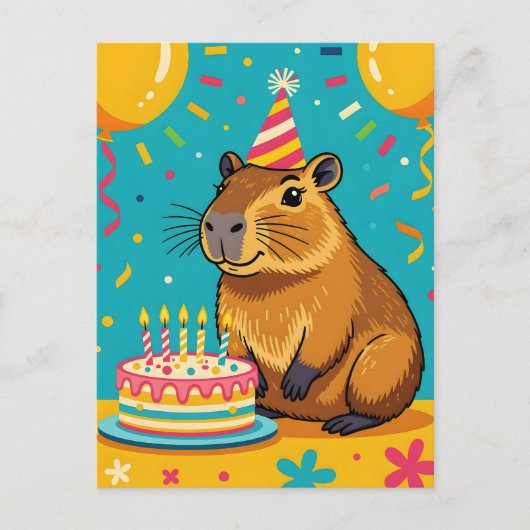 Carte Postale Anniversaire de capybara (Devant)