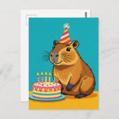 Carte Postale Anniversaire de capybara minimaliste (Devant / Derrière)
