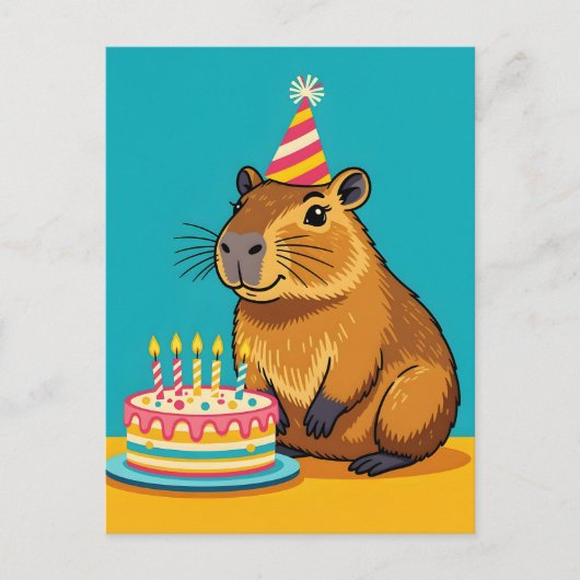 Carte Postale Anniversaire de capybara minimaliste (Devant)