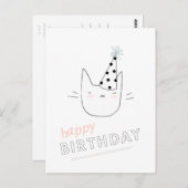 Carte Postale Anniversaire de chat de partie joyeux (Devant / Derrière)
