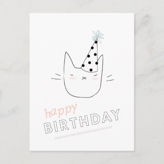 Carte Postale Anniversaire de chat de partie joyeux (Devant)