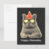 Carte Postale Anniversaire de chat drôle (Devant / Derrière)