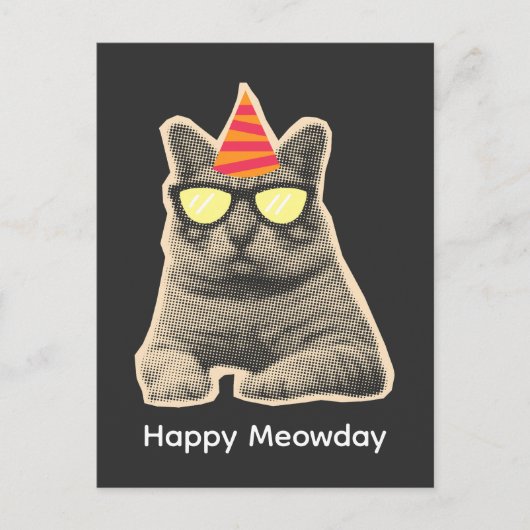 Carte Postale Anniversaire de chat drôle (Devant)