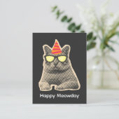 Carte Postale Anniversaire de chat drôle (Debout devant)