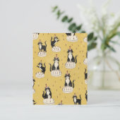 Carte Postale Anniversaire de chat vintage (Debout devant)