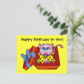 Carte Postale anniversaire de chaton rose (Debout devant)