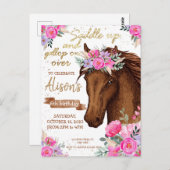 Carte Postale Anniversaire de Cheval à Thème Modifiable Cowgirl  (Devant / Derrière)