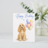 Carte Postale Anniversaire de Cocker Spaniel (Debout devant)