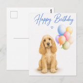 Carte Postale Anniversaire de Cocker Spaniel (Devant / Derrière)