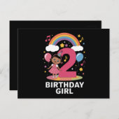 Carte Postale Anniversaire de deux ans fille mignonne 2e anniver (Devant / Derrière)