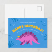 Carte Postale Anniversaire de Dinosaur Kiddie (Devant / Derrière)