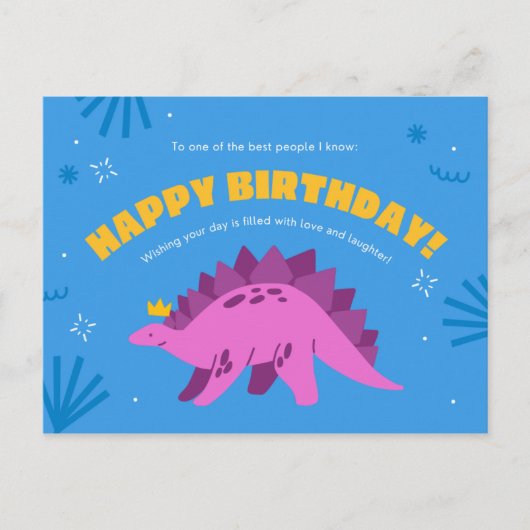 Carte Postale Anniversaire de Dinosaur Kiddie (Devant)