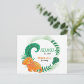 Carte Postale Anniversaire de Dinosaur | Orange Tricératops Merc (Debout devant)