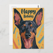 Carte Postale Anniversaire de Doberman (Devant / Derrière)