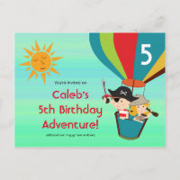 Carte postale Anniversaire de enfant à air chaud v