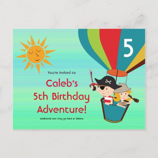 Carte postale Anniversaire de enfant à air chaud v (Devant)