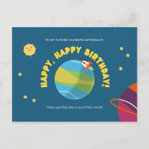 Carte Postale Anniversaire de enfant astronaute