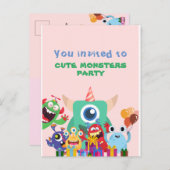 Carte postale ANNIVERSAIRE DE ENFANT CUTE MONSTER  (Devant / Derrière)