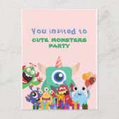 Carte postale ANNIVERSAIRE DE ENFANT CUTE MONSTER  (Devant)