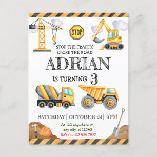 Carte Postale Anniversaire de enfant de camion de construction
