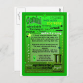 CARTE POSTALE ANNIVERSAIRE DE GEMINI (Devant / Derrière)