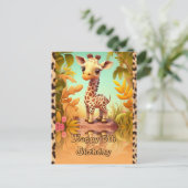 Carte Postale Anniversaire de girafe pour les enfants (Debout devant)