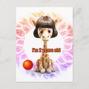 Carte Postale Anniversaire de girafe pour les enfants