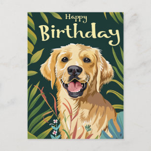 Carte Postale Anniversaire de Golden Retriever