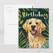 Carte Postale Anniversaire de Golden Retriever (Devant / Derrière)