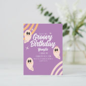 Carte Postale Anniversaire de Groovy Ghost Retro Halloween (Debout devant)