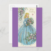 Carte Postale Anniversaire de la beauté vintage (Devant / Derrière)