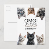 Carte Postale Anniversaire de la Dame aux Chats | OMG ! C'est to (Devant / Derrière)