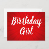 Carte Postale Anniversaire de la fête Rouge Sunburst (Devant / Derrière)