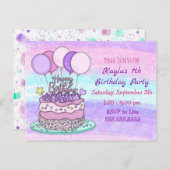 Carte Postale Anniversaire de la fille rose et violette (Devant / Derrière)