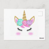 Carte Postale Anniversaire de la fille Unicorn thème Merci (Dos)