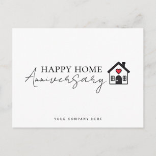 Carte Postale Anniversaire de la maison à cœur en script en lign