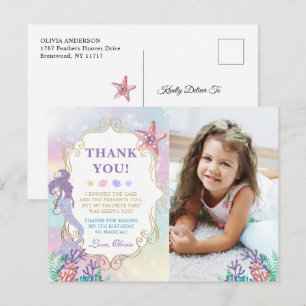 Carte Postale Anniversaire De La Sirène Sous Le Merci Photo De L