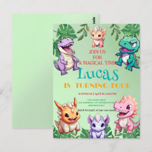 Carte Postale Anniversaire de l'école de la jungle de dinosaures