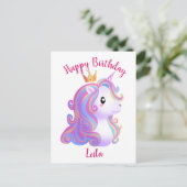 Carte Postale Anniversaire de Licorne Fantaisiste (Debout devant)