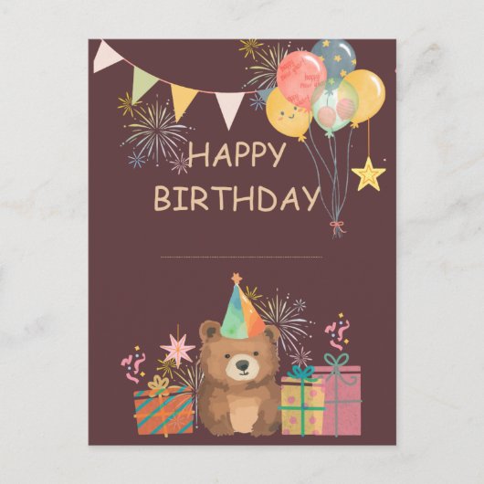 Carte Postale Anniversaire de l'ours (Devant)