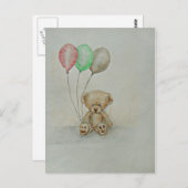 Carte Postale anniversaire de l'ours en peluche (Devant / Derrière)