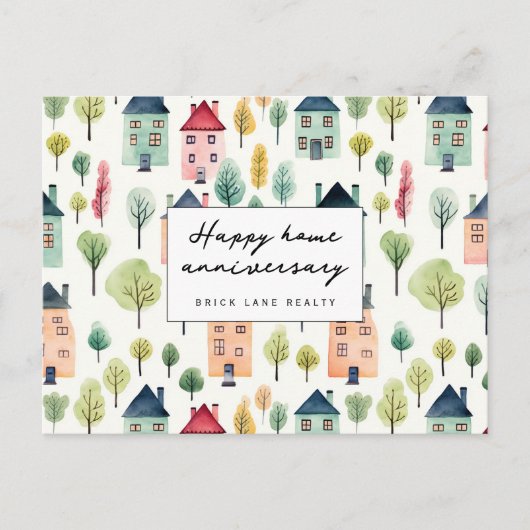 Carte Postale Anniversaire de maison de quartier à l'aquarelle (Devant)