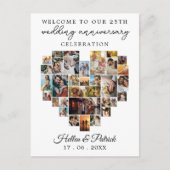 Carte Postale Anniversaire de Mariage Collage Photo en Forme de  (Devant)