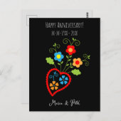 Carte Postale Anniversaire de mariage fleuri folklorique portuga (Devant / Derrière)