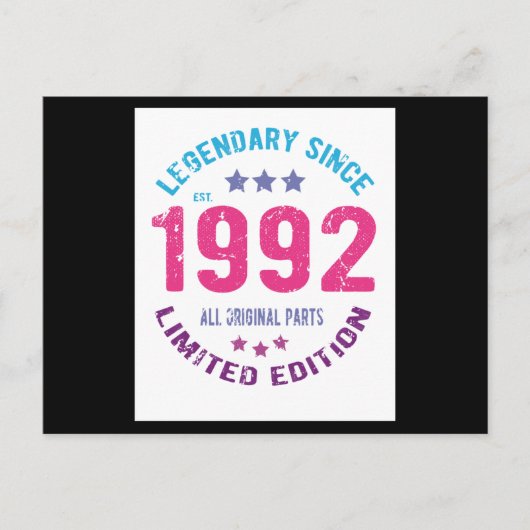 Carte Postale Anniversaire de naissance 1992 Vintage (Devant)