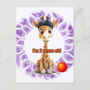 Carte Postale Anniversaire de naissance pour garçons Girafe