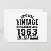 Carte Postale Anniversaire de naissance vintage 1963 (Devant / Derrière)